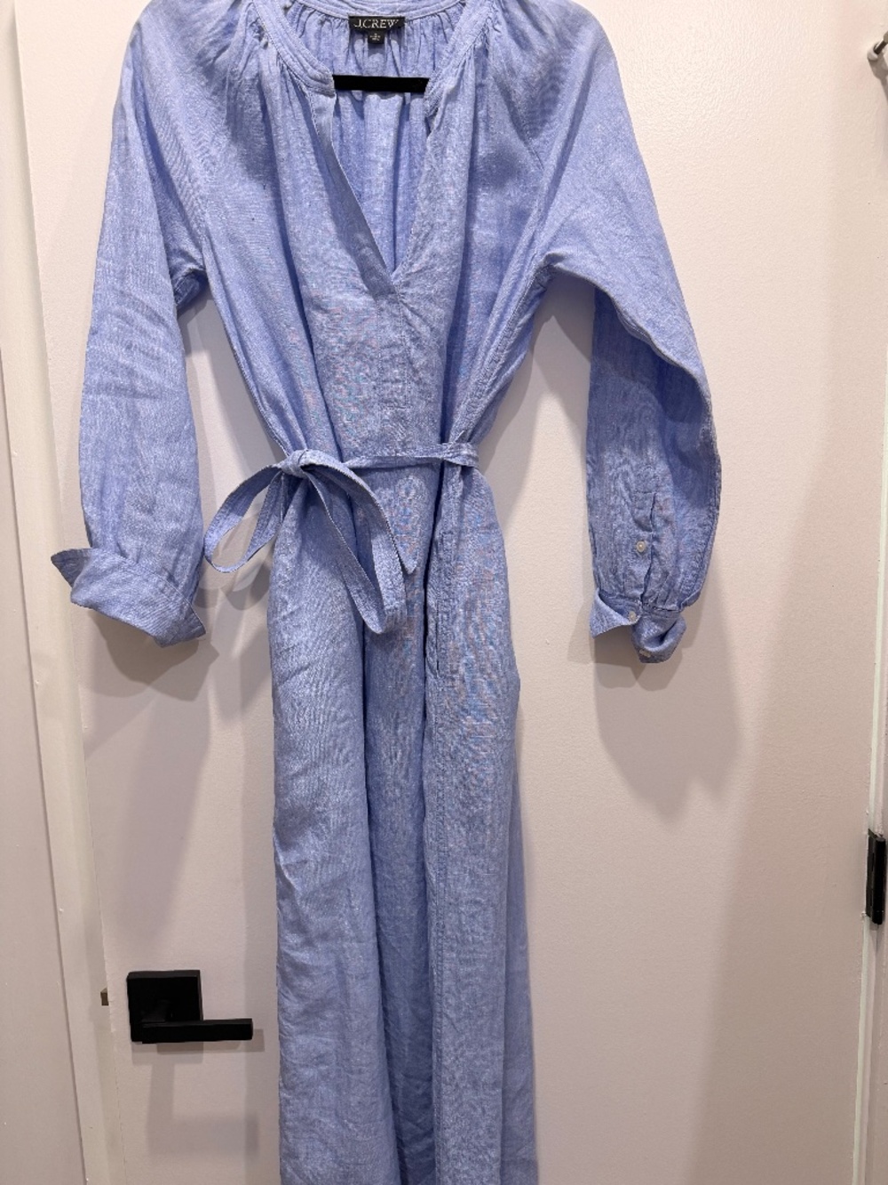JCREW maxi long sleeve linen blue dress